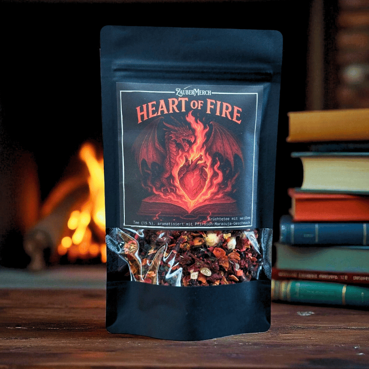 Heart of Fire – Drachen Tee Pfirsich-Maracuja | Limitierter Booklover Tee