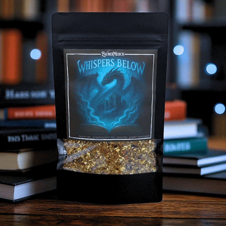 Whispers Below – Drachen Tee Holunder & Ingwer | Limitierter Booklover Tee